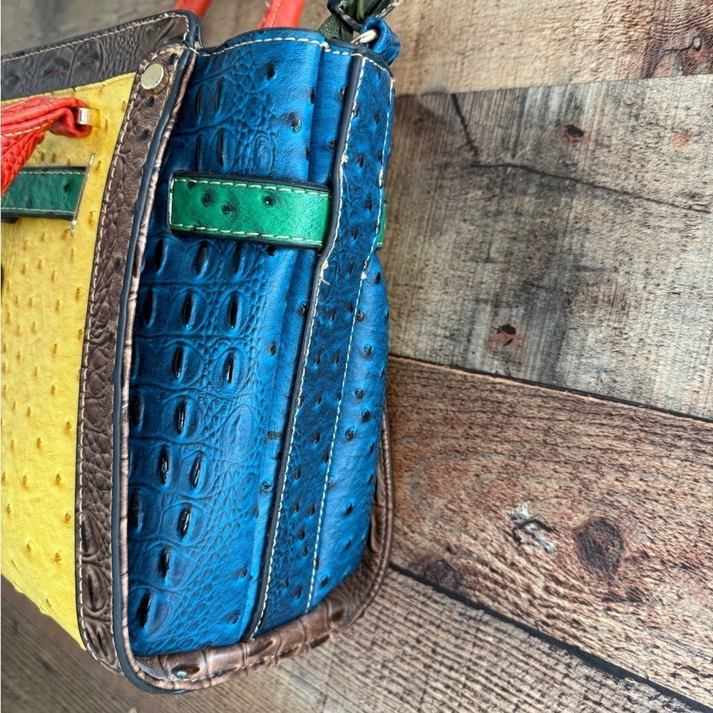 NWOT Multicolored Animal Print Upcycled Boutique Bag & Wallet Set - Picture 4 of 15
